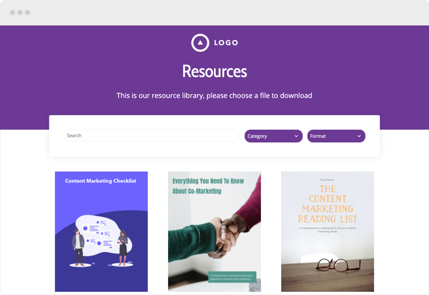 screenshot of the public resource library interface