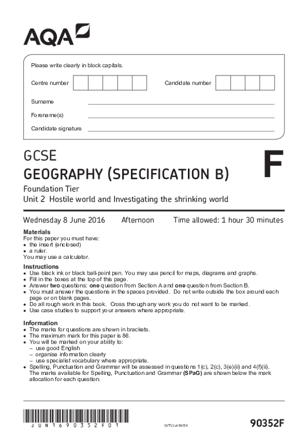 GCSE Geography, Spec B, Foundation Tier - 2016.pdf