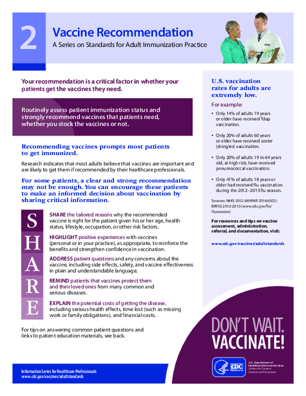 CDC Tips for Addressing Adult  Vaccination