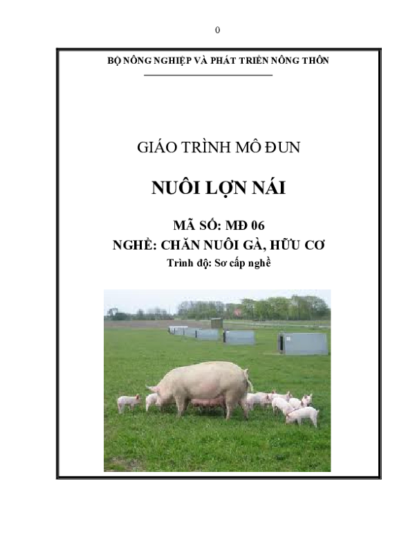 Giáo trình mô đun Nuôi lợn nái - Nghề Chăn nuôi gà, lợn hữu cơ.pdf