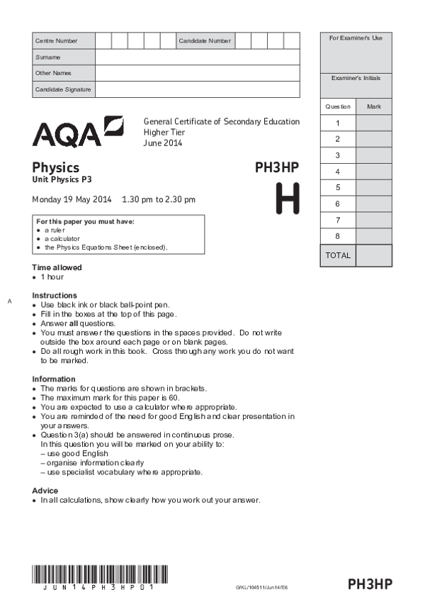 GCSE Physics, Higher Tier, Unit P3 - 2014.pdf