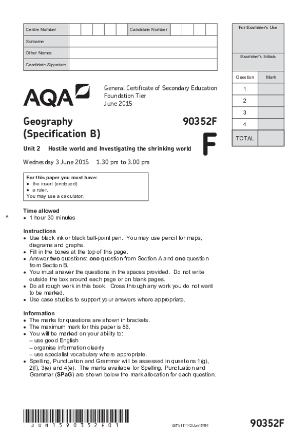 GCSE Geography, Spec B, Foundation Tier - 2015.pdf