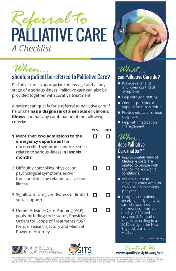 Referral to Palliative Care: A Checklist (Poster)