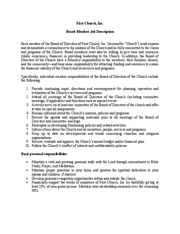 Board Member Job Description