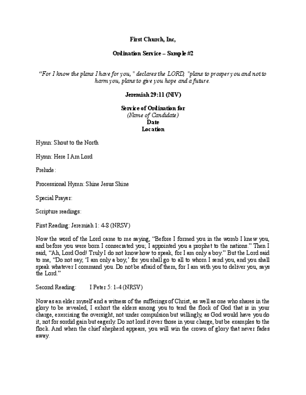Ordination Service Sample Service #2
