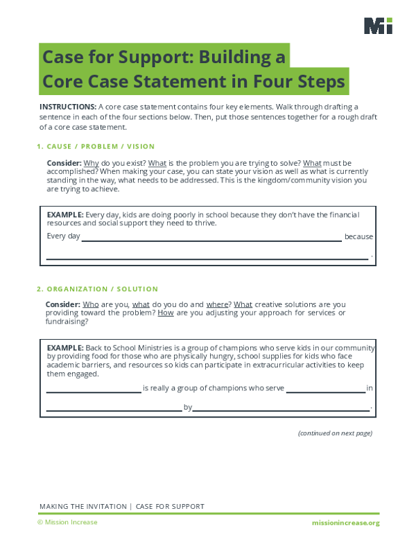 Case for Support Fillable