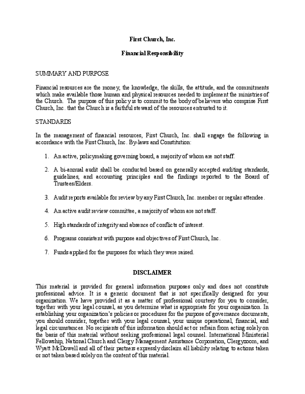 Financial Responsibility