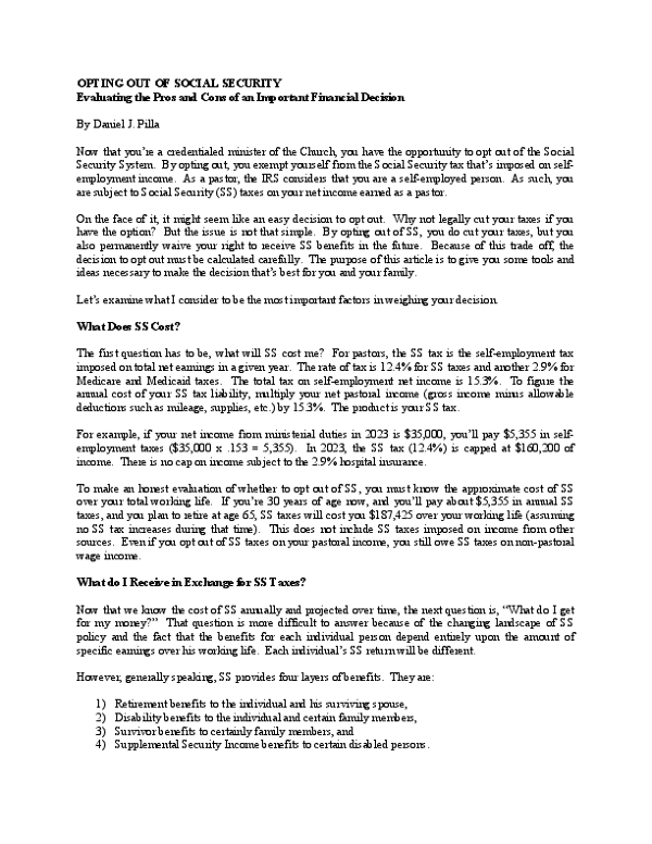 Opting Out of Social Security