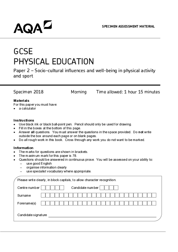 GCSE Physical Education, Paper 2 - 2018.pdf