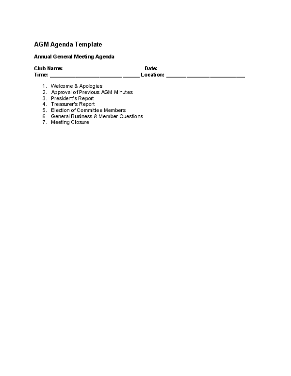 AGM Agenda Template