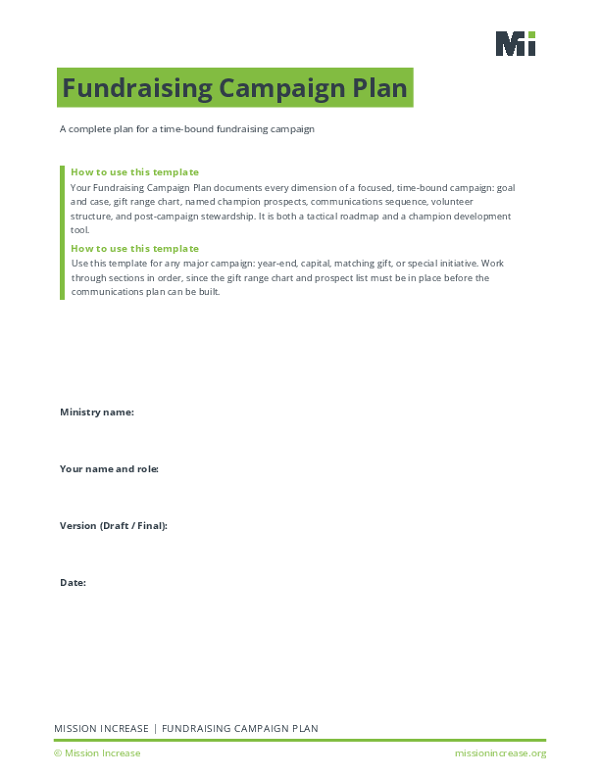Fundraising Campaign Plan Fillable
