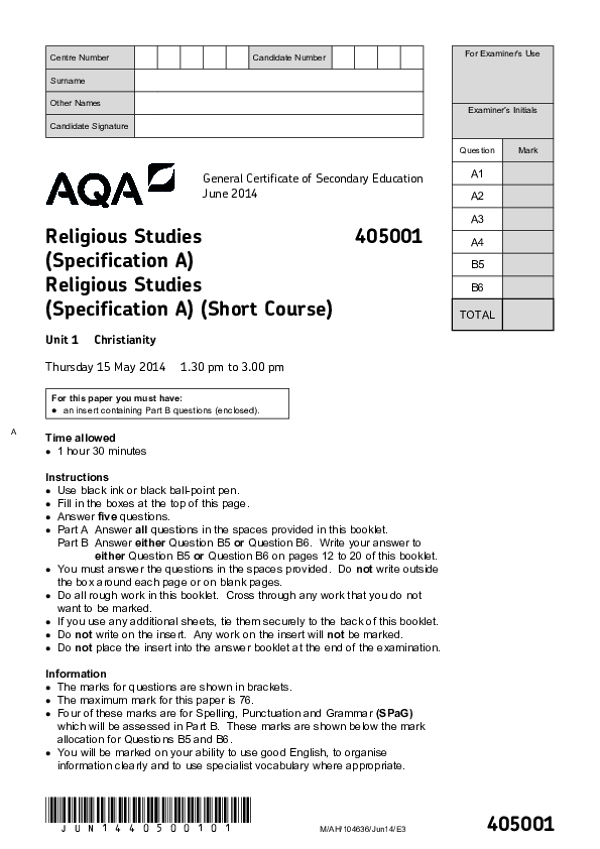 GCSE Religious Studies, Christianity - 2014.pdf