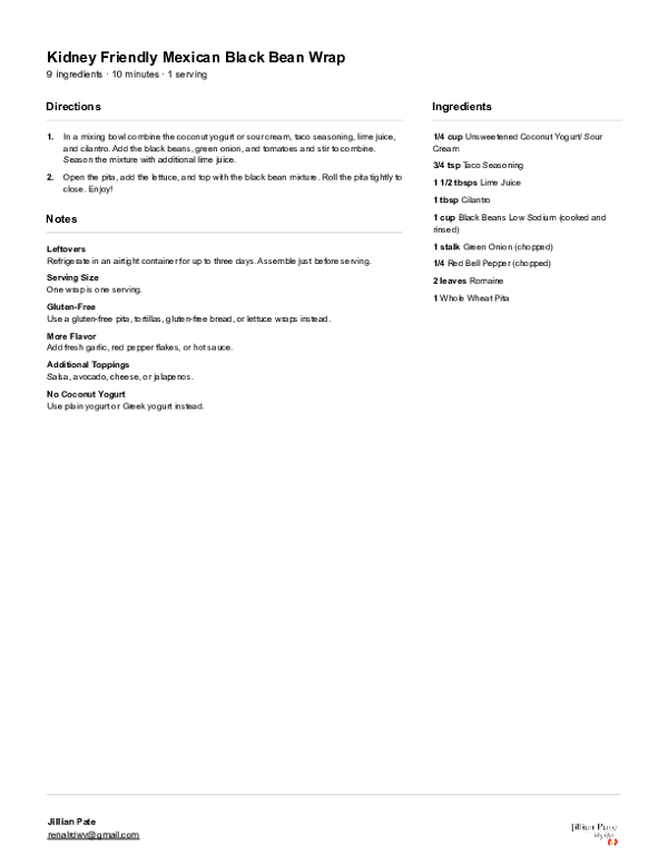 Kidney Friendly Mexican Black Bean Wrap Recipe.pdf