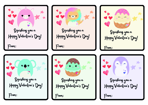 Squishmallow Valentine Cards
