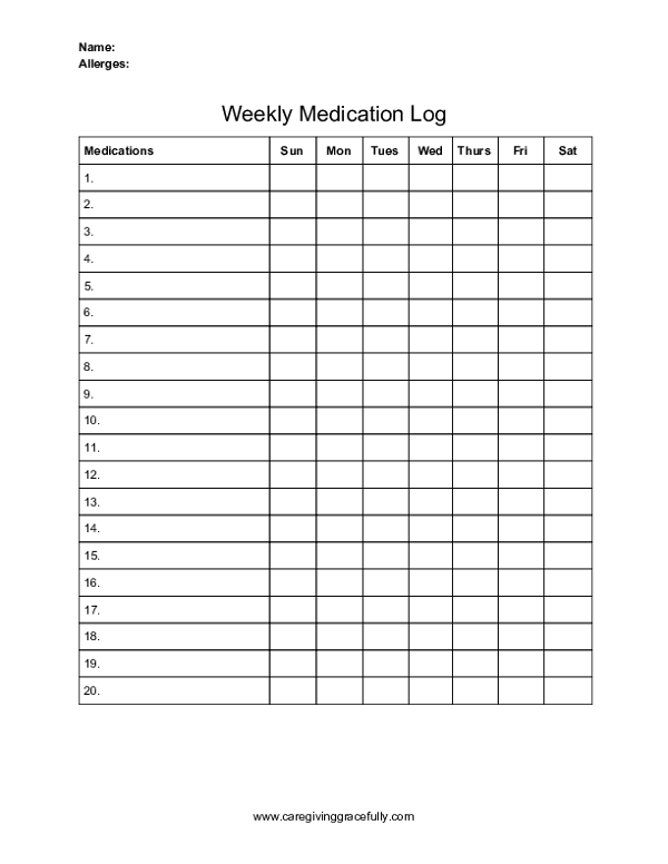 Weekly Medication Log