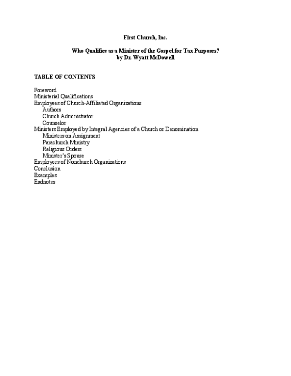 Who Qualifies as a Minister of the Gospel for Tax Purposes