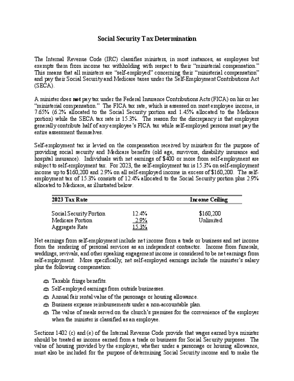 Social Security Tax Determination