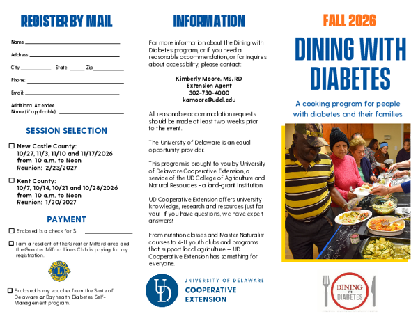 Dining with Diabetes Fall 2026 Brochure
