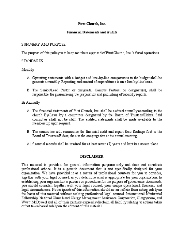 Financial Statements and Audits