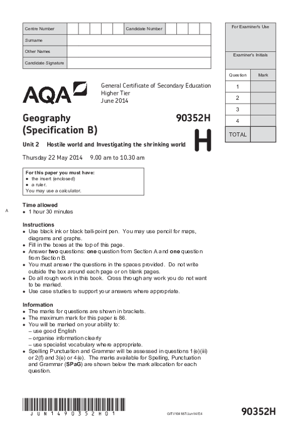 GCSE Geography, Spec B, Higher Tier - 2014.pdf