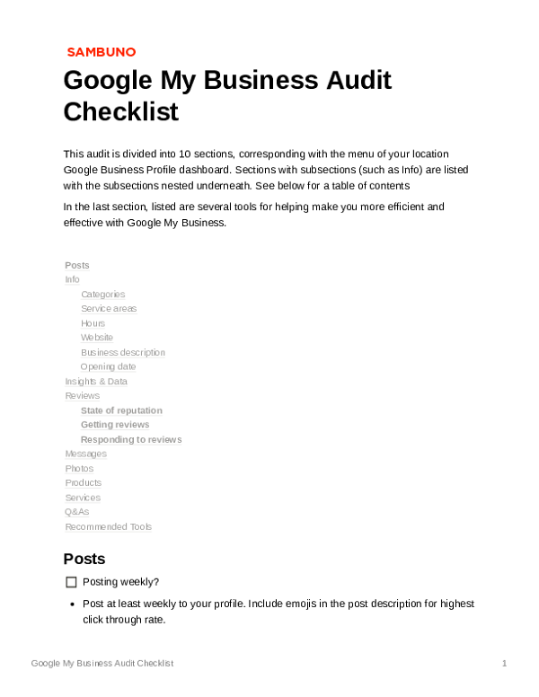 Complete Google My Business Audit Checklist