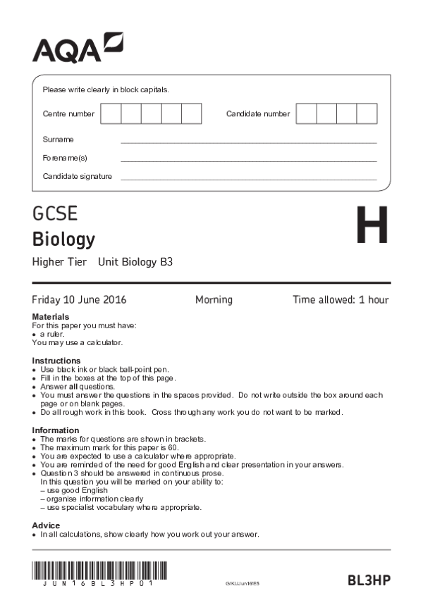 GCSE Biology, Higher Tier, Paper B3 - 2016.pdf