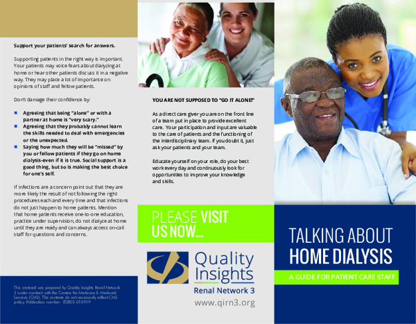 Talking About Home Dialysis: A Guide for Patient Care Staff (English)