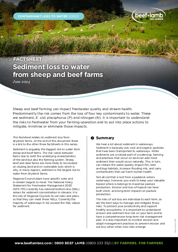 Sediment loss to water from sheep and beef farms - Beef + Lamb