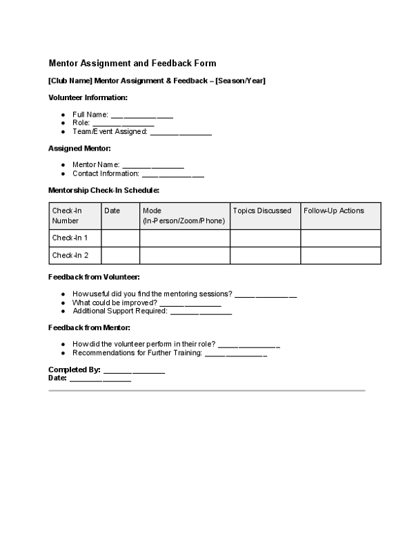 Mentor Assignment and Feedback Form.docx