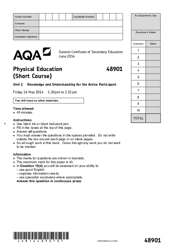 GCSE Physical Education, Unit 1 - 2014.pdf