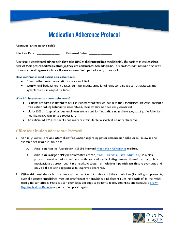 Medication Adherence Office Protocol