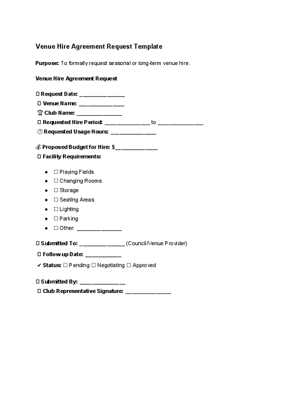 Venue Hire Agreement Request Template.docx