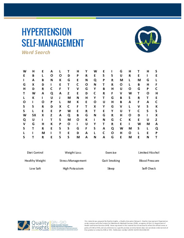 Hypertension Self-Management Word Search