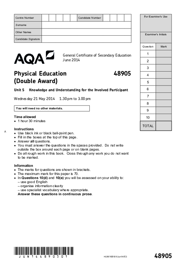 GCSE Physical Education, Unit 5 - 2014.pdf