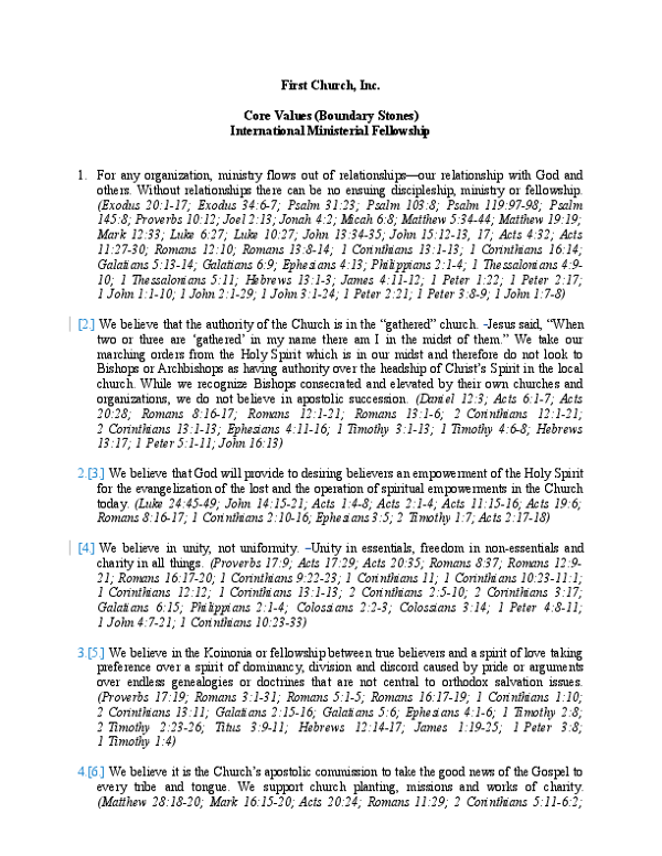 Core Values (Boundary Stones)