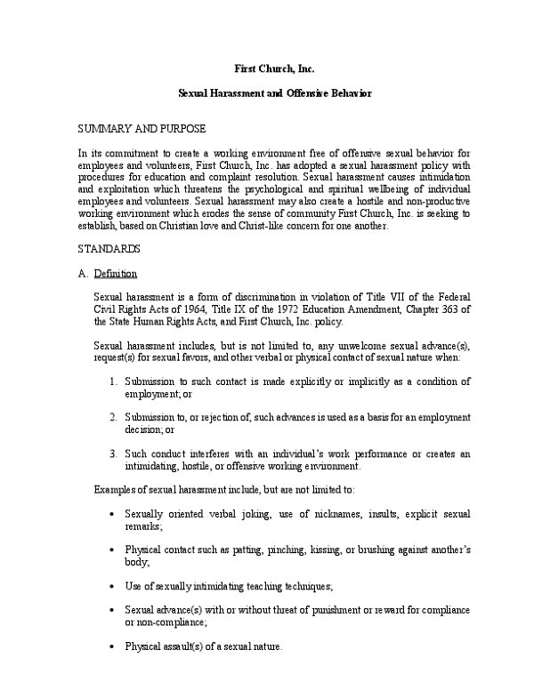 Sexual Harassment and Offensive Behavior