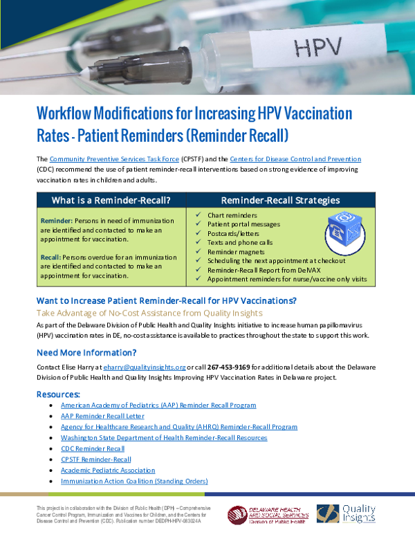 HPV Vaccination WFM: Patient Reminders