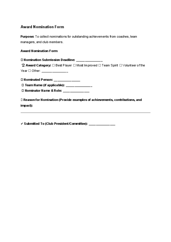 Award Nomination Form