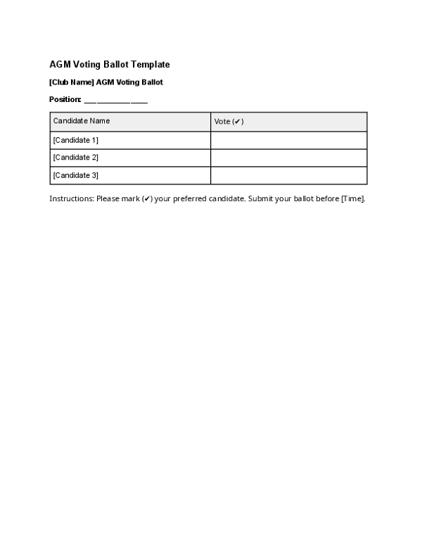 AGM Voting Ballot Template