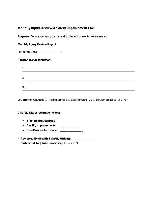 Monthly Injury Review & Safety Improvement Plan.docx