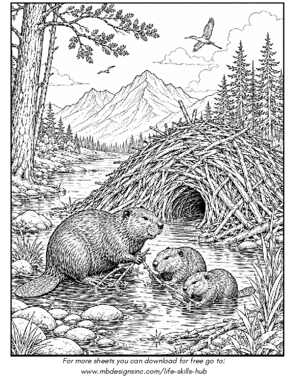 Colouring Sheet - Beaver Dam