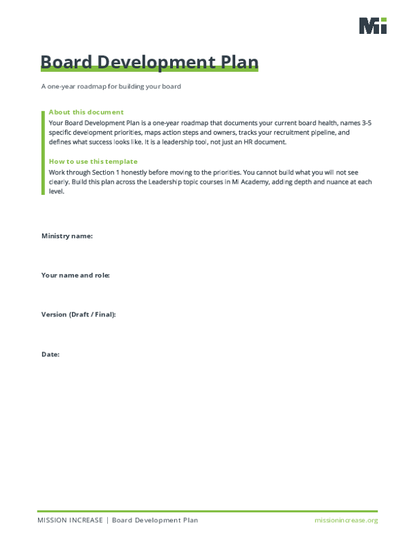 Board Development Plan Fillable