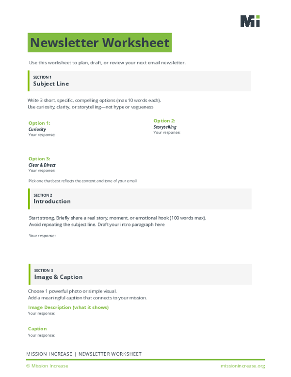 Newsletter Worksheet Fillable