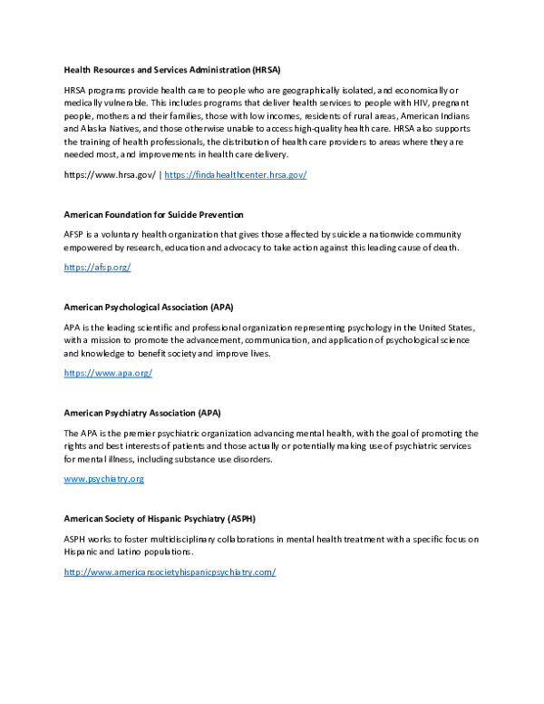 Intervention and Treatment Resources