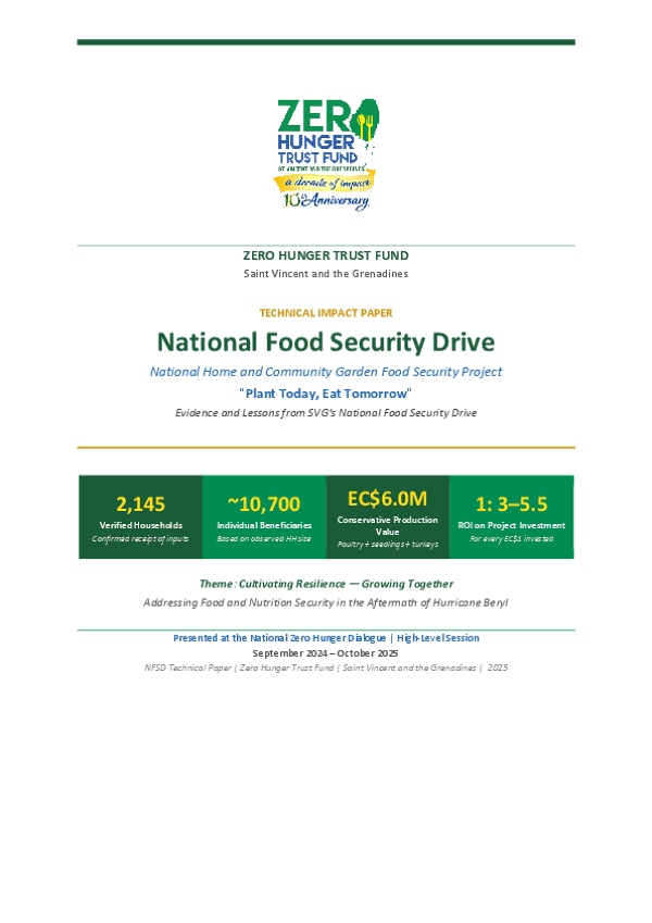 ZHTF National Food Security Drive Technical Paper