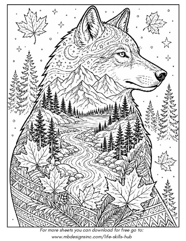 Colouring Sheet - Strength of the Wolf