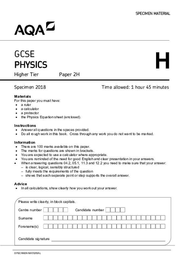 GCSE Physics, Higher Tier, Paper 2H - 2018.pdf