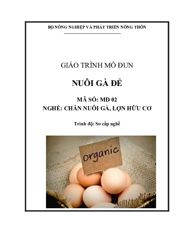 Giáo trình mô đun Nuôi gà đẻ - Nghề Chăn nuôi gà, lợn hữu cơ.pdf