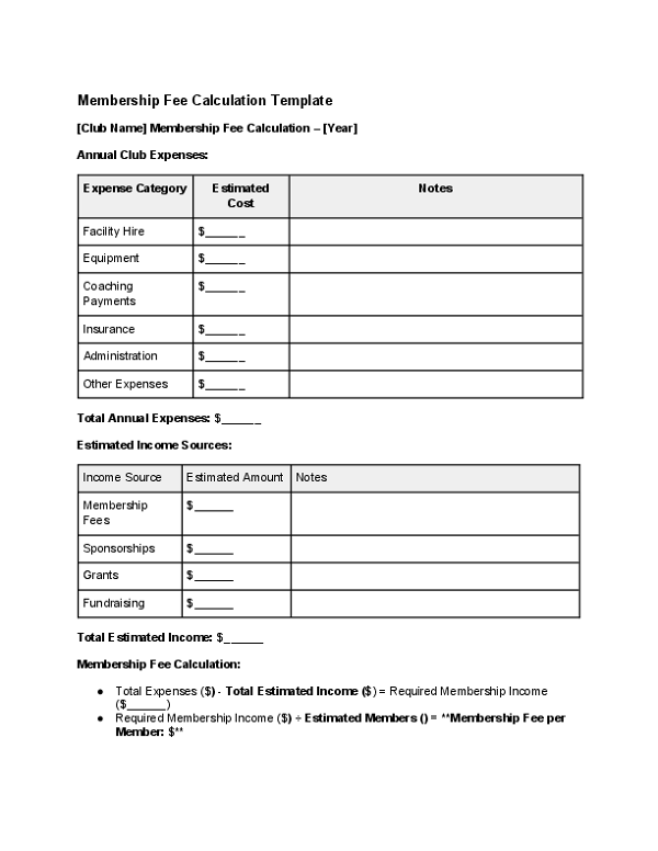 Membership Fee Calculation Template.docx