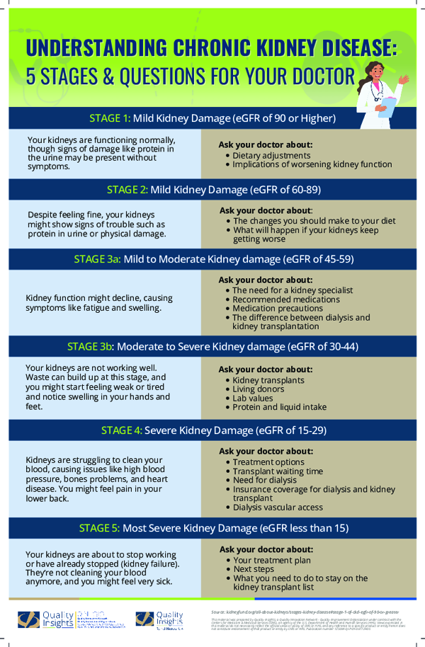 Understanding Chronic Kidney Disease  5 Stages & Questions for Your Doctor (11 x 17 in)